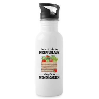 Garten Urlaub Lustiger Spruch Gärtner Geschenkidee - Trinkflasche mit integriertem Trinkhalm - Weiß - Rechts