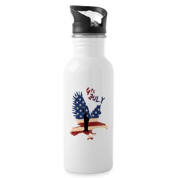 4th of July Independence Day - Water bottle with straw - white - Right