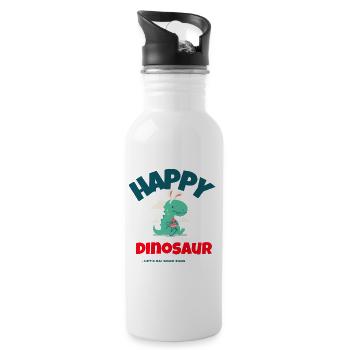 Happy Dinosaur - Trinkflasche mit integriertem Trinkhalm - Weiß - Rechts
