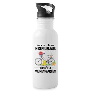 Garten Urlaub Lustiger Spruch Gärtner Geschenkidee - Trinkflasche mit integriertem Trinkhalm - Weiß - Rechts