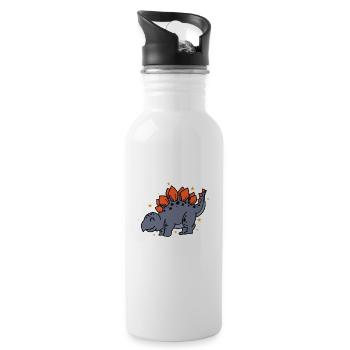 Dinosaurier Stegosaurus Dinosaurier Reptil - Trinkflasche mit integriertem Trinkhalm - Weiß - Rechts