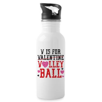 Volleyball Player Team Valentines - Water bottle with straw - white - Right