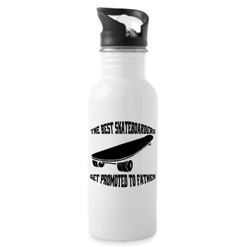 Skater Vater Skateboard Dad Longboard Sakten Papa - Trinkflasche mit integriertem Trinkhalm - Weiß - Rechts