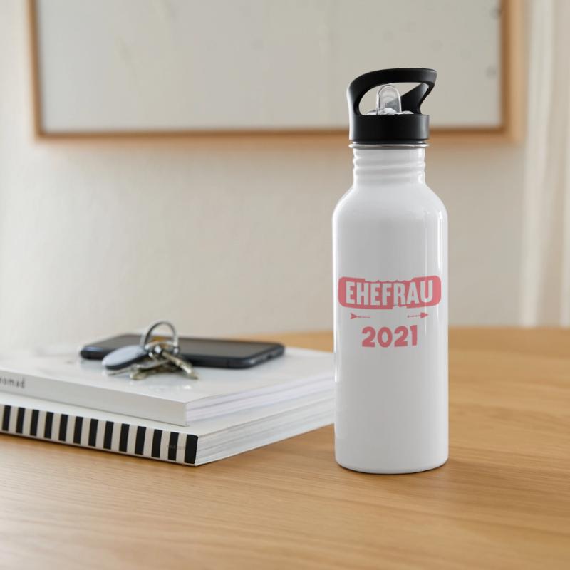 Beste Ehefrau Bester Ehemann seit 2021 Trinkflasche mit integriertem Trinkhalm