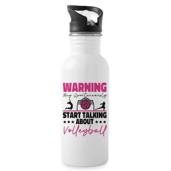 Volleyball Player Team Warning May - Trinkflasche mit integriertem Trinkhalm - Weiß - Rechts
