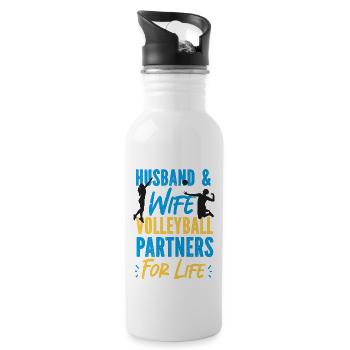 Volleyball Player Team Husband - Water bottle with straw - white - Right