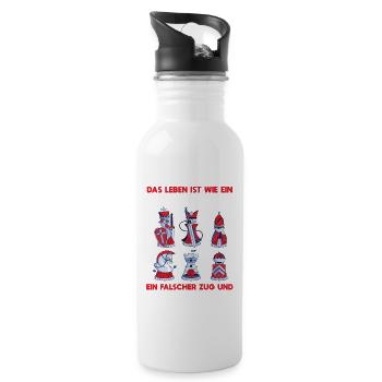 Leben Schachspiel Falscher Zug Vorbei Denksport - Trinkflasche mit integriertem Trinkhalm - Weiß - Rechts