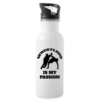 Lutte Drôle Dicton Lutte Cadeau Lutteur - Gourde avec paille intégrée - blanc - Droite