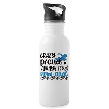 Proud Swimming Aunt Swimmer Swimming Aunt - Water bottle with straw - white - Right
