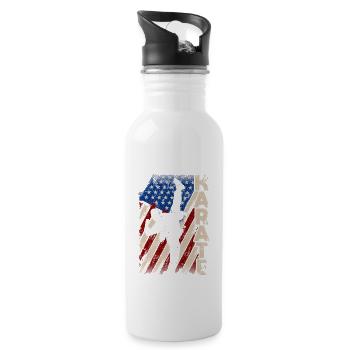 Amerikanische Flagge Karate Lustig US Kampfsport - Trinkflasche mit integriertem Trinkhalm - Weiß - Rechts