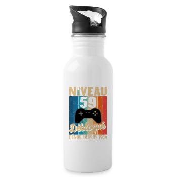 59 Ans 1964 Anniversaire Cadeau Citation Gamer - Gourde avec paille intégrée - blanc - Droite
