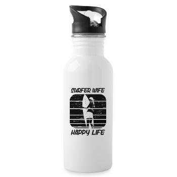 Surf femme Happy Life Wellenreiten Surfen Surfer - Gourde avec paille intégrée - blanc - Droite
