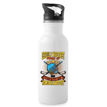 Geheult wird erst wenn es stark blutet Eishockey - Trinkflasche mit integriertem Trinkhalm - Weiß - Rechts