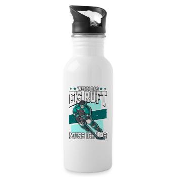 Geheult wird erst wenn es stark blutet Eishockey - Trinkflasche mit integriertem Trinkhalm - Weiß - Rechts