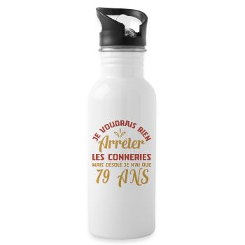 Je N'ai Que 79 Ans Anniversaire Cadeau Vintage Âge - Gourde avec paille intégrée - blanc - Droite