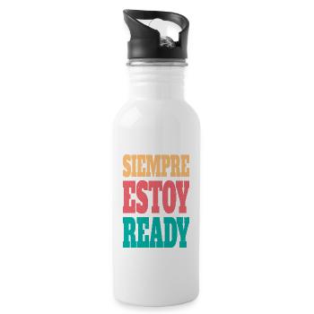 Siempre estoy bereit - Trinkflasche mit integriertem Trinkhalm - Weiß - Rechts