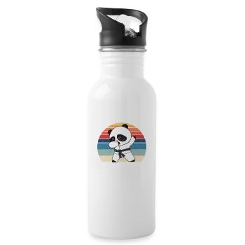 Lustige Dabbing Karate Baby Panda Bär Kampfkunst - Trinkflasche mit integriertem Trinkhalm - Weiß - Rechts