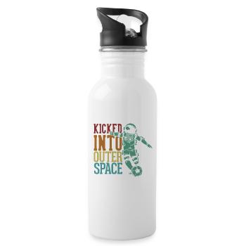 Kicked Into Outer Space Futbol Fußball Goal - Water bottle with straw - white - Right