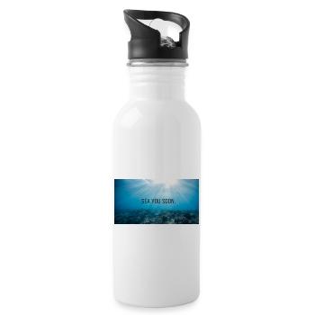 Meer - und Strandliebe - Trinkflasche mit integriertem Trinkhalm - Weiß - Rechts