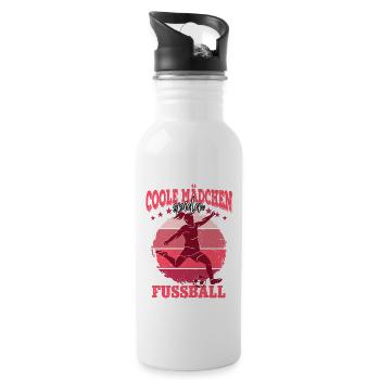 Coole Mädchen spielen Fussball Fußball Spruch - Trinkflasche mit integriertem Trinkhalm - Weiß - Rechts