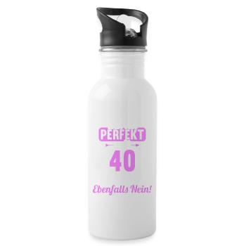 Bin ich perfekt mit 40 Jahren 40. Geburtstag - Trinkflasche mit integriertem Trinkhalm - Weiß - Rechts