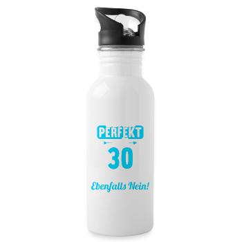 Bin ich perfekt mit 30 Jahren 30. Geburtstag - Trinkflasche mit integriertem Trinkhalm - Weiß - Rechts