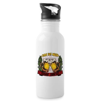 Das ist mein sauf Bier - Trinkflasche mit integriertem Trinkhalm - Weiß - Rechts