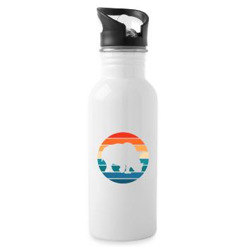 Rhino Rhino Animal Motif - Water bottle with straw - white - Right