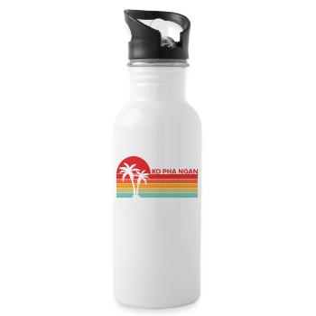 Vintage Thailand Vacation Asia Sunset Ko Pha Ngan - Water bottle with straw - white - Right