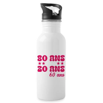 Je n'ai pas 80 ans cadeau humour anniversaire - Gourde avec paille intégrée - blanc - Droite