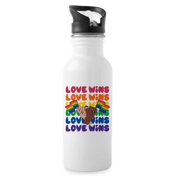 LGBTQ Love Wins Human Right Rainbow - Water bottle with straw - white - Right