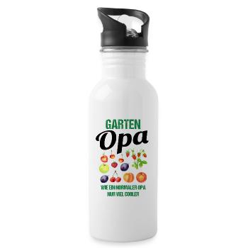 Garten Opa Lustiger Spruch Geschenk Herren - Trinkflasche mit integriertem Trinkhalm - Weiß - Rechts