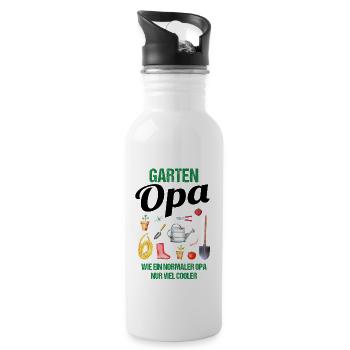 Garten Opa Lustiger Spruch Geschenk Herren - Trinkflasche mit integriertem Trinkhalm - Weiß - Rechts