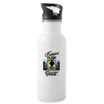 Trance is life That’s why our hearts have beats - - Water bottle with straw - white - Right