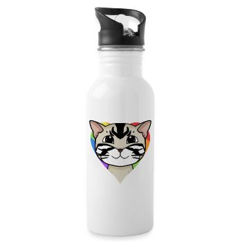 LGBT Cat American Shorthair Arc-en-ciel - Gourde avec paille intégrée - blanc - Droite