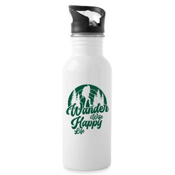Hiking Hikers Mountains Mountaineering Hiking Girl - Water bottle with straw - white - Right