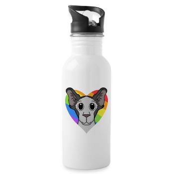 LGBT Katze Orientalisch Kurzhaar Regenbogen - Trinkflasche mit integriertem Trinkhalm - Weiß - Rechts
