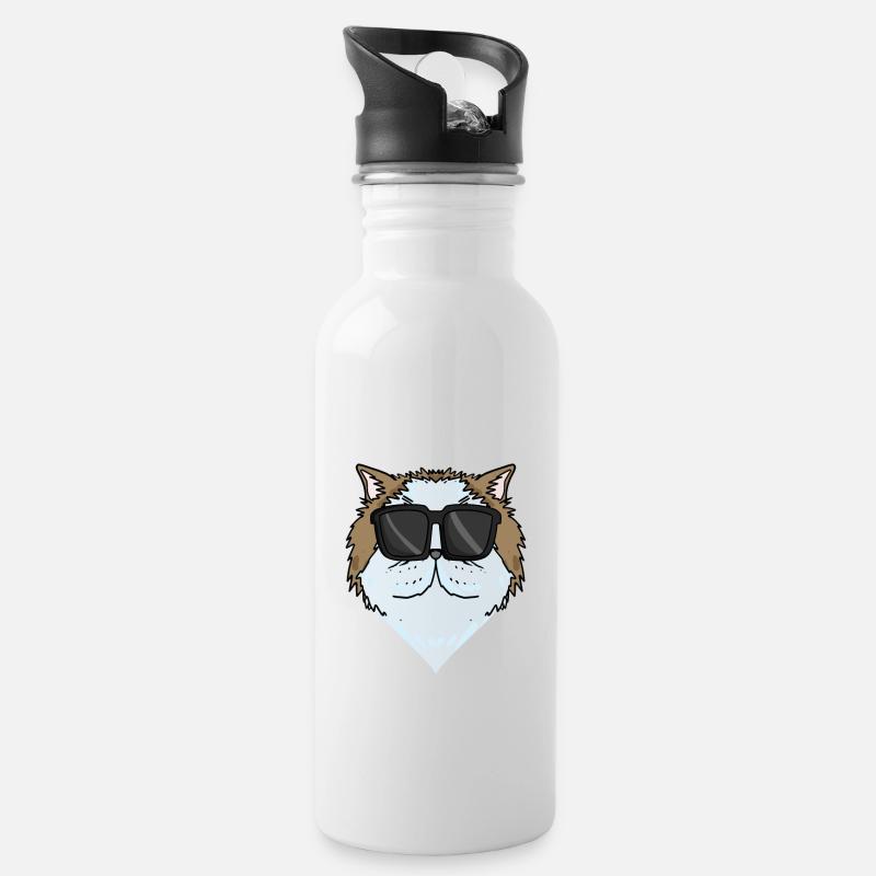 Coole Perserkatze Katzenrasse Katze - Trinkflasche mit integriertem Trinkhalm - Weiß
