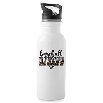 Mawmaw Grandma Of a Baseball Player Baseball Mawmaw - Water bottle with straw - white - Right