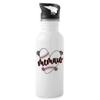 Memaw Grandma Of a Baseball Player Baseball Memaw - Water bottle with straw - white - Right
