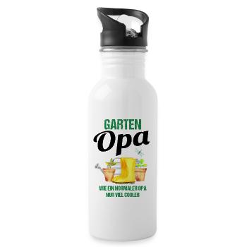 Garten Opa Lustiger Spruch Geschenk Herren - Trinkflasche mit integriertem Trinkhalm - Weiß - Rechts