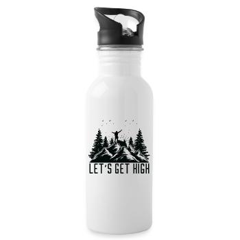 Let's Get High Outdoor Mountain Hiking Hiker - Water bottle with straw - white - Right