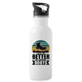 Life Is Better In Hiking Boots Berge Wandern - Trinkflasche mit integriertem Trinkhalm - Weiß - Rechts