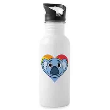 LGBT Tier Koala Regenbogen - Trinkflasche mit integriertem Trinkhalm - Weiß - Rechts