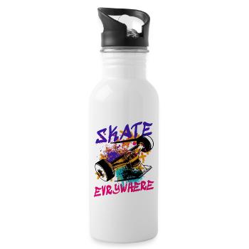 Skate evrywhere - Gourde avec paille intégrée - blanc - Droite