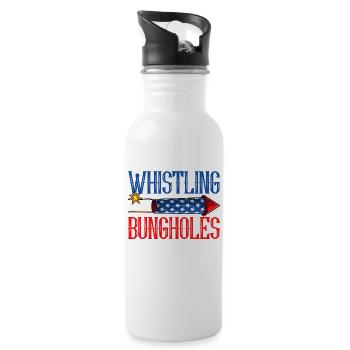 Whistling Bungholes Firework 4th of July Merica - Trinkflasche mit integriertem Trinkhalm - Weiß - Rechts