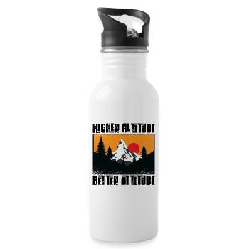 Higher Altitude Better Attitude Mountain Hiking - Water bottle with straw - white - Right