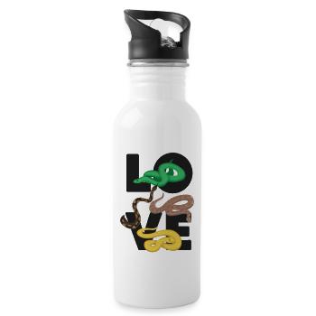Snake Serpent Love - Water bottle with straw - white - Right