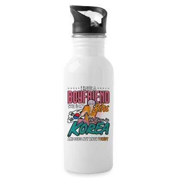 Korean Pop Design for a K-Pop Fashion Fan - Water bottle with straw - white - Right