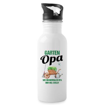 Garten Opa Lustiger Spruch Geschenk Herren - Trinkflasche mit integriertem Trinkhalm - Weiß - Rechts